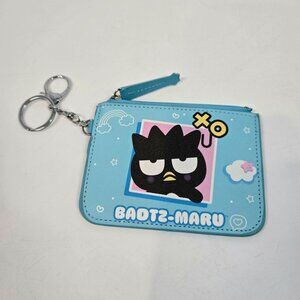 Badtz-Maru Blue Zip Top Coin Purse & ID Wallet Card Holder with Keychain